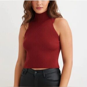 DYNAMITE Maroon Sleeveless Crop, Size Small